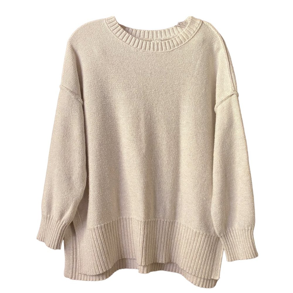 Aerie Womens Oversized Knit Sweater Ivory Neutral Minimalist Fall Sweater